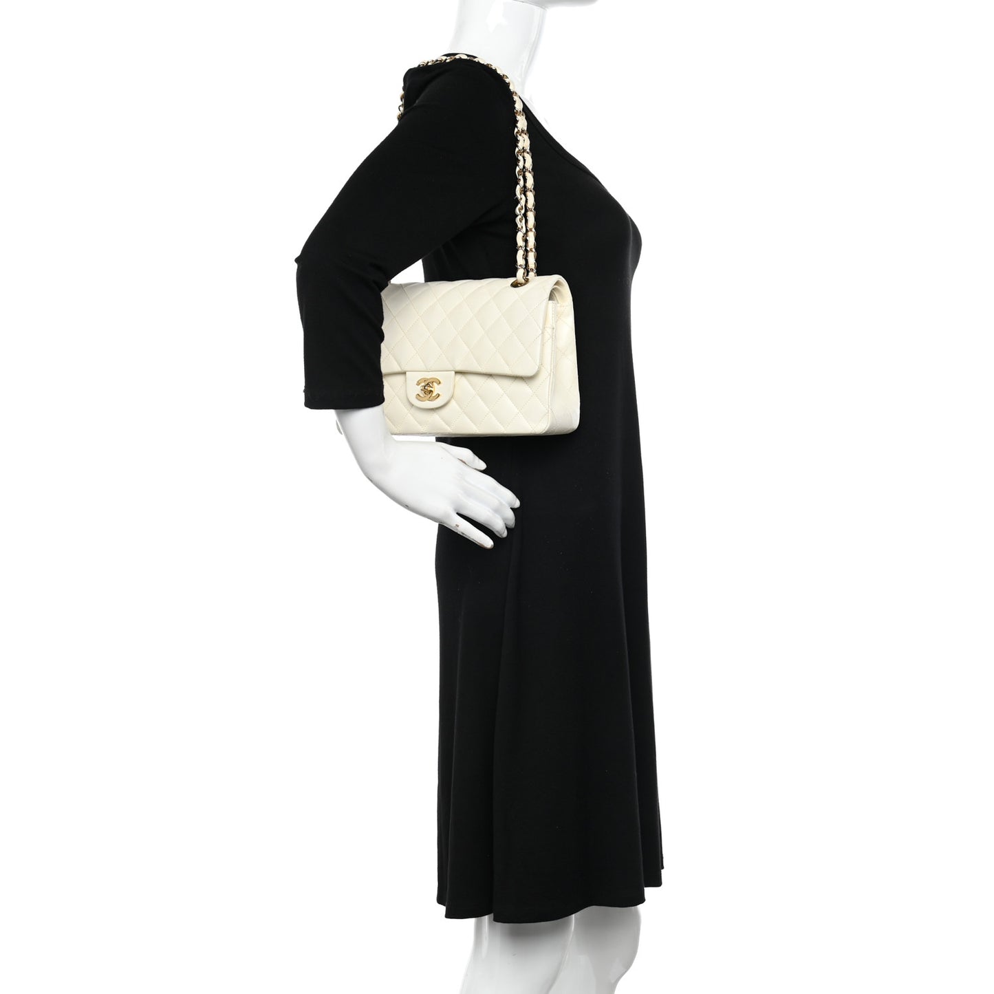 Lambskin Quilted Medium Double Flap White