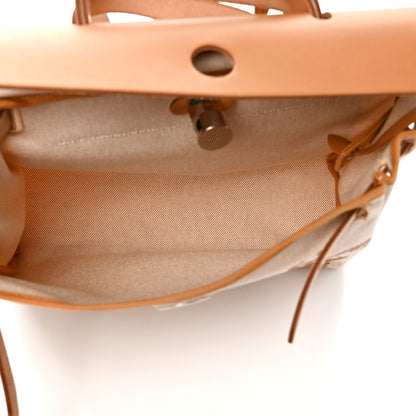 Hermes Vache Hunter Toile H Brides de Gala Herbag Zip Retourne 31 PM Natural 5 of 10