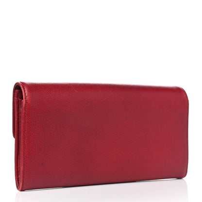 Chanel Caviar Sevruga CC Large Gusset Flap Wallet Red 2 of 11