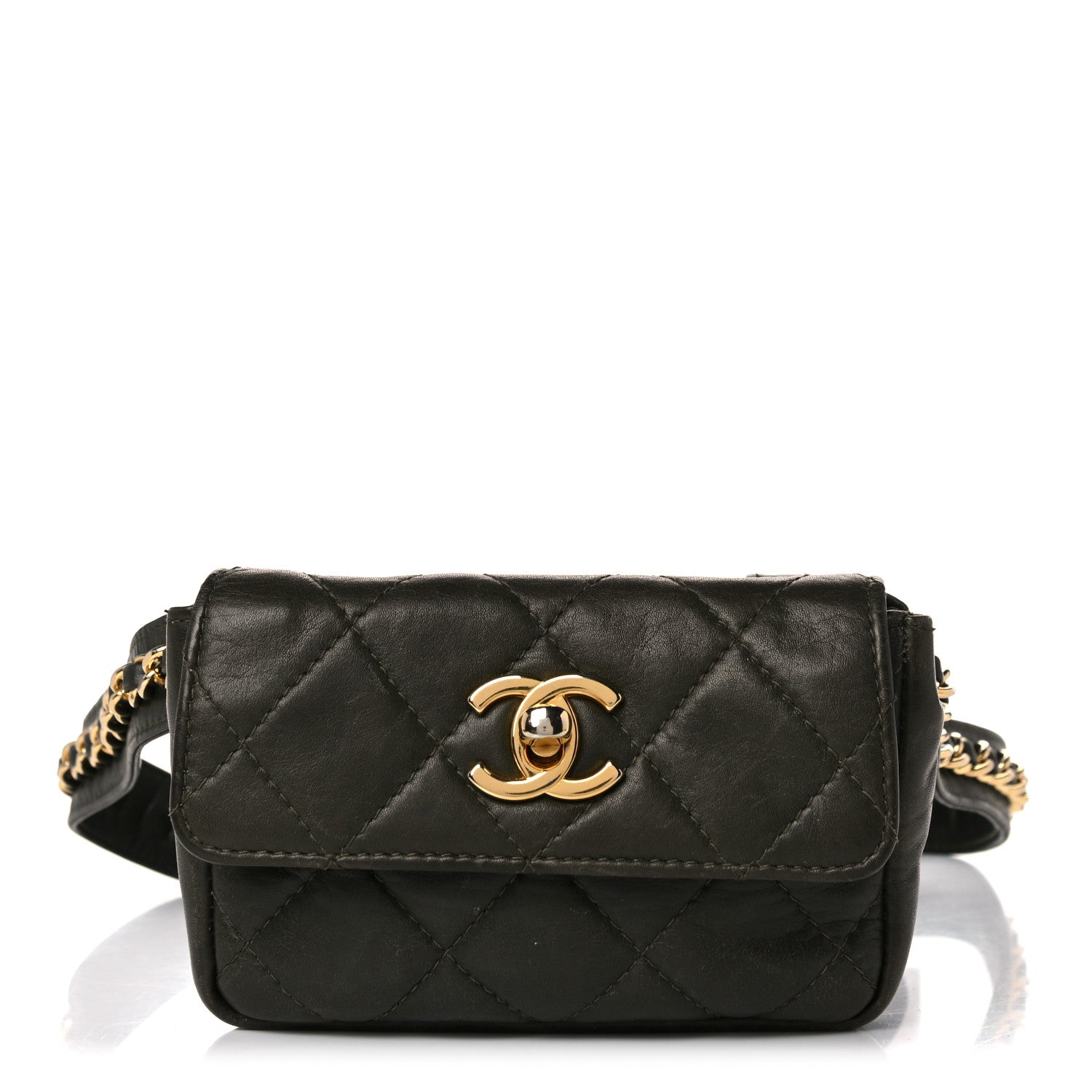 Chanel Lambskin Quilted Flap Waist Belt Bag Black 1 of 13