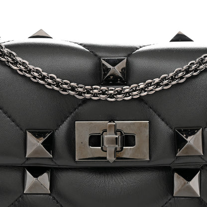 Valentino Garavani Nappa Monochrome Medium Roman Stud Shoulder Bag Black 7 of 9