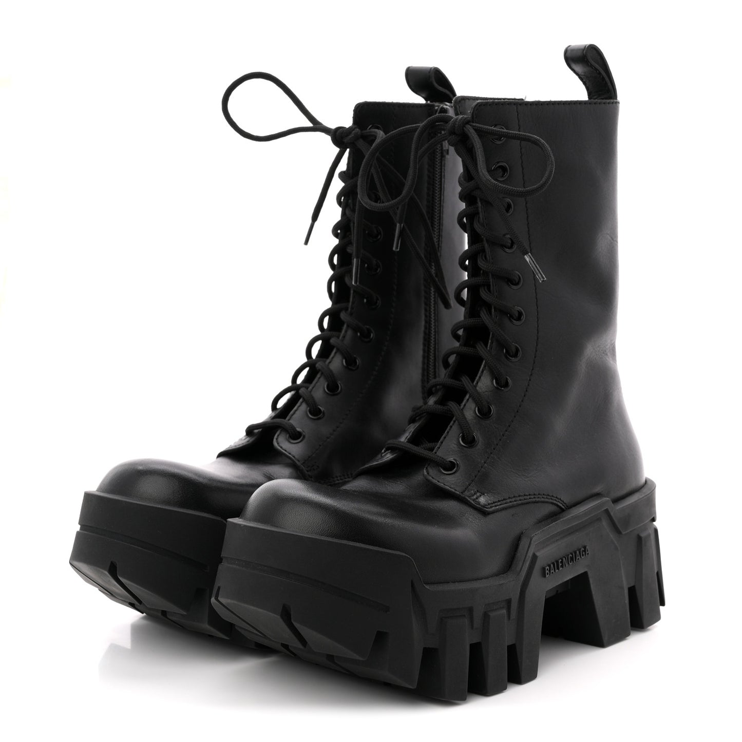 Calfskin Womens Bulldozer Lace Up Boots 37 Black