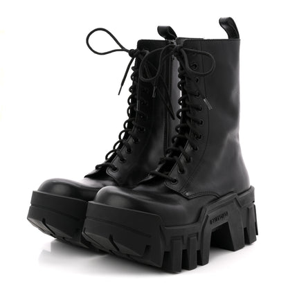 Balenciaga Calfskin Womens Bulldozer Lace Up Boots 37 Black 4 of 10