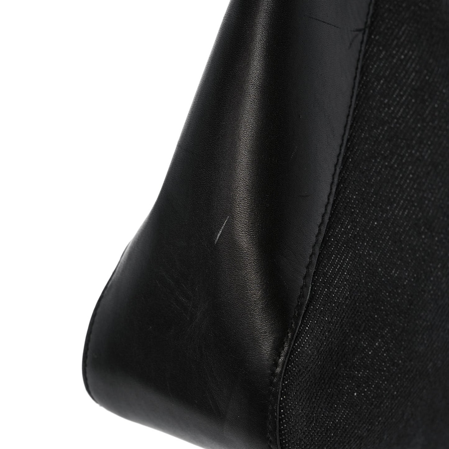 Denim Calfskin Web Tote Black