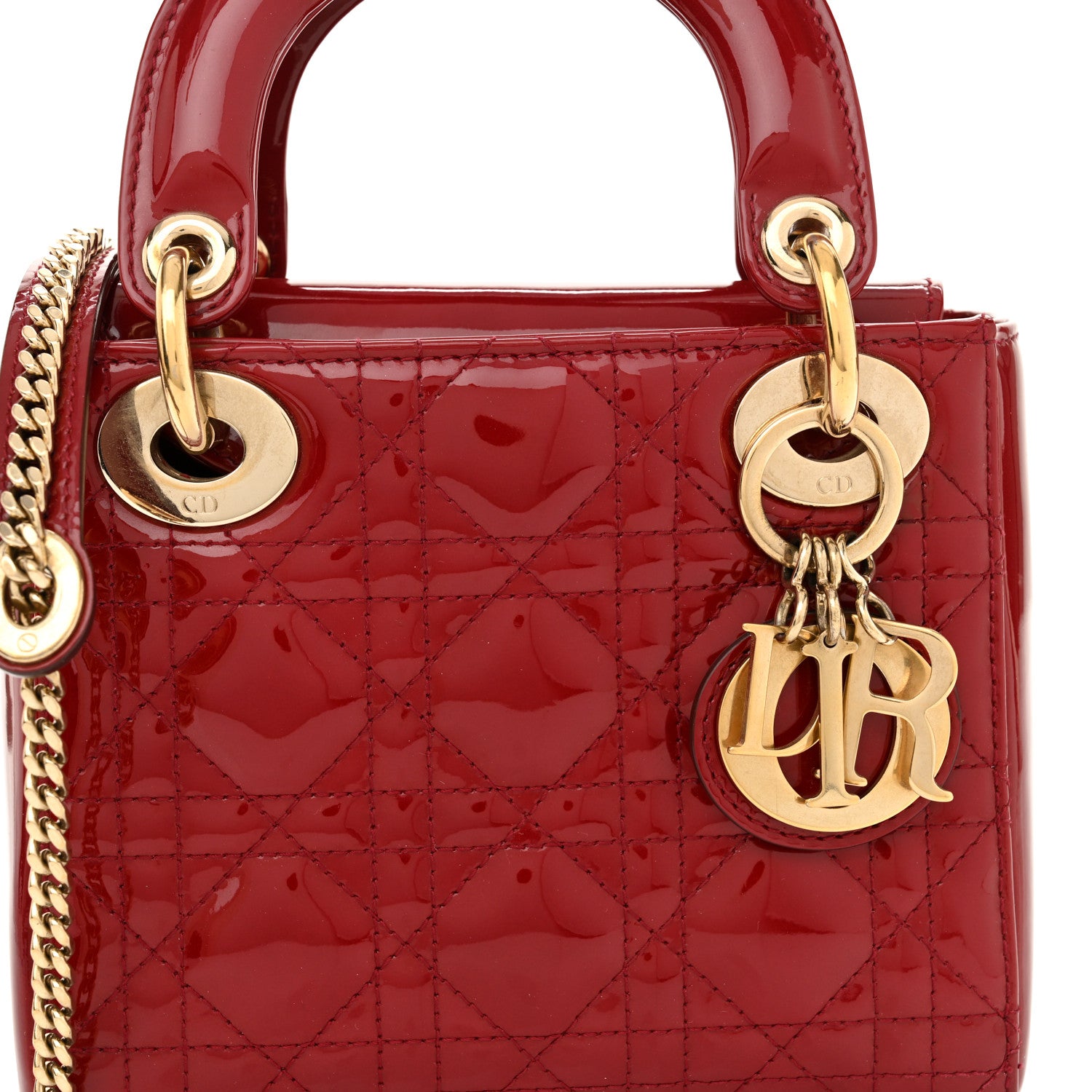 Christian Dior Patent Cannage Mini Lady Dior Red 8 of 10