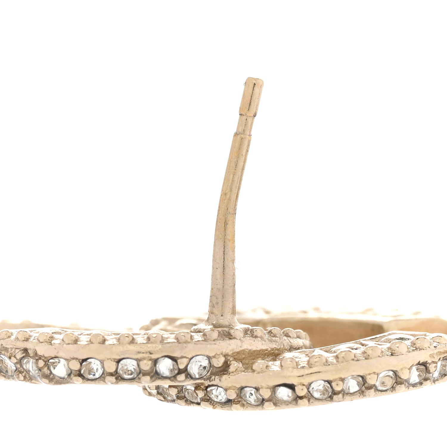 Chanel Crystal Timeless CC Earrings Light Gold 5 of 6