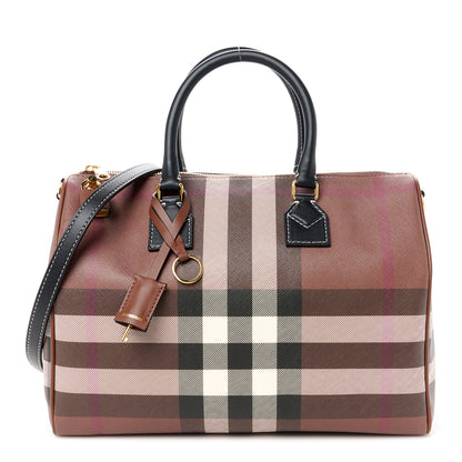 Burberry E-canvas Check Bowling Bag Dark Birch Brown 1 of 10