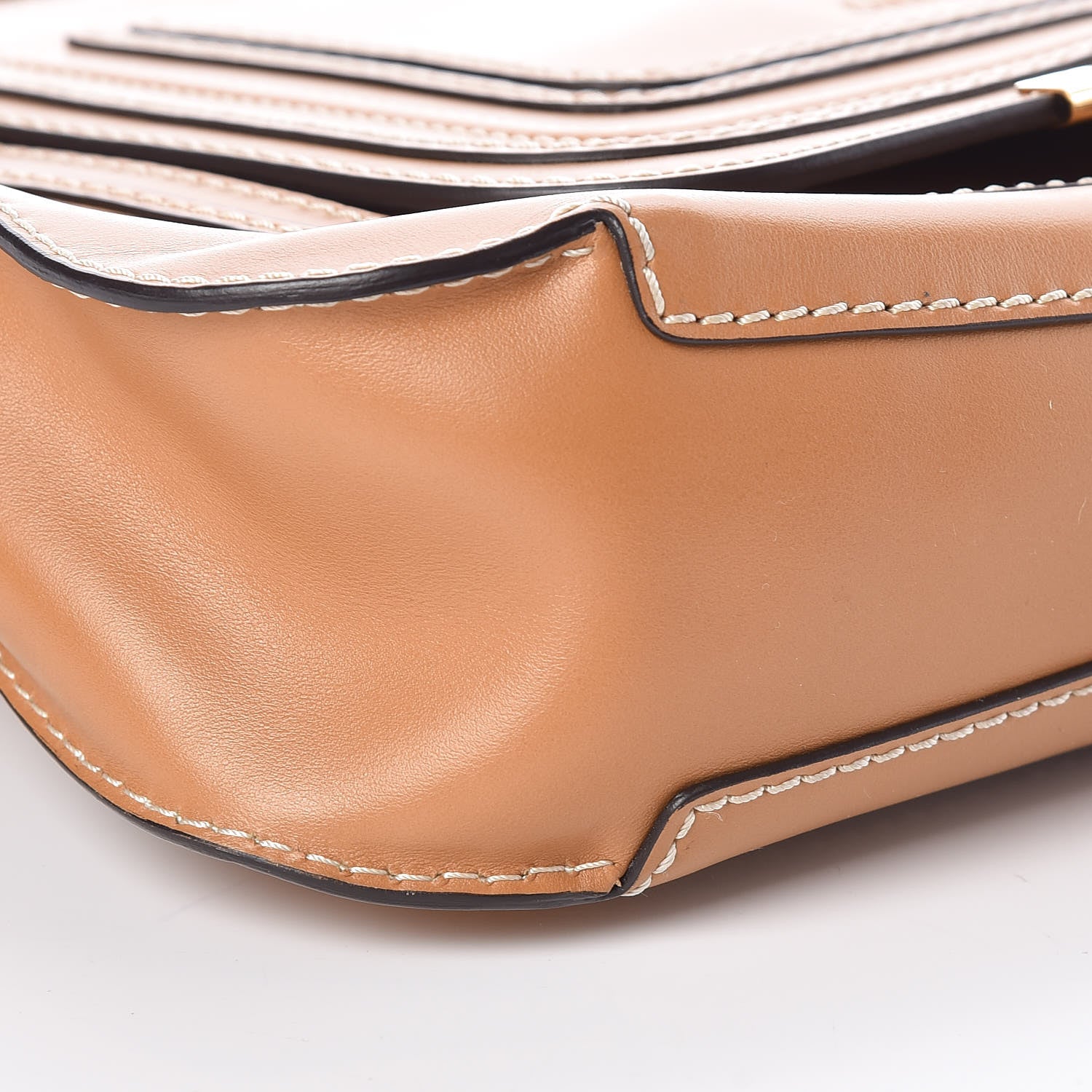 Chloe Shiny Calfskin Marcie Saddle Shoulder Bag Autumnal Brown 7 of 8