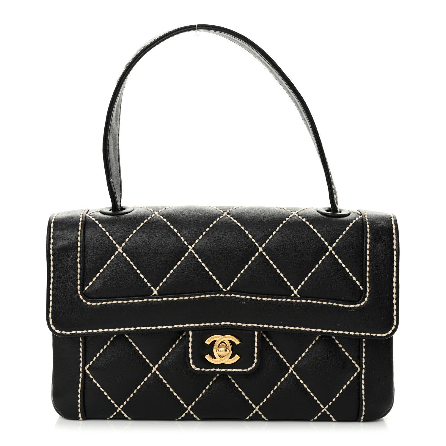 Chanel Calfskin Quilted Wild Stitch Flap Black 1 of 13