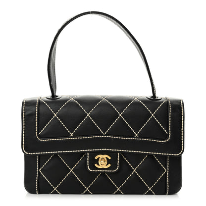 Chanel Calfskin Quilted Wild Stitch Flap Black 1 of 13