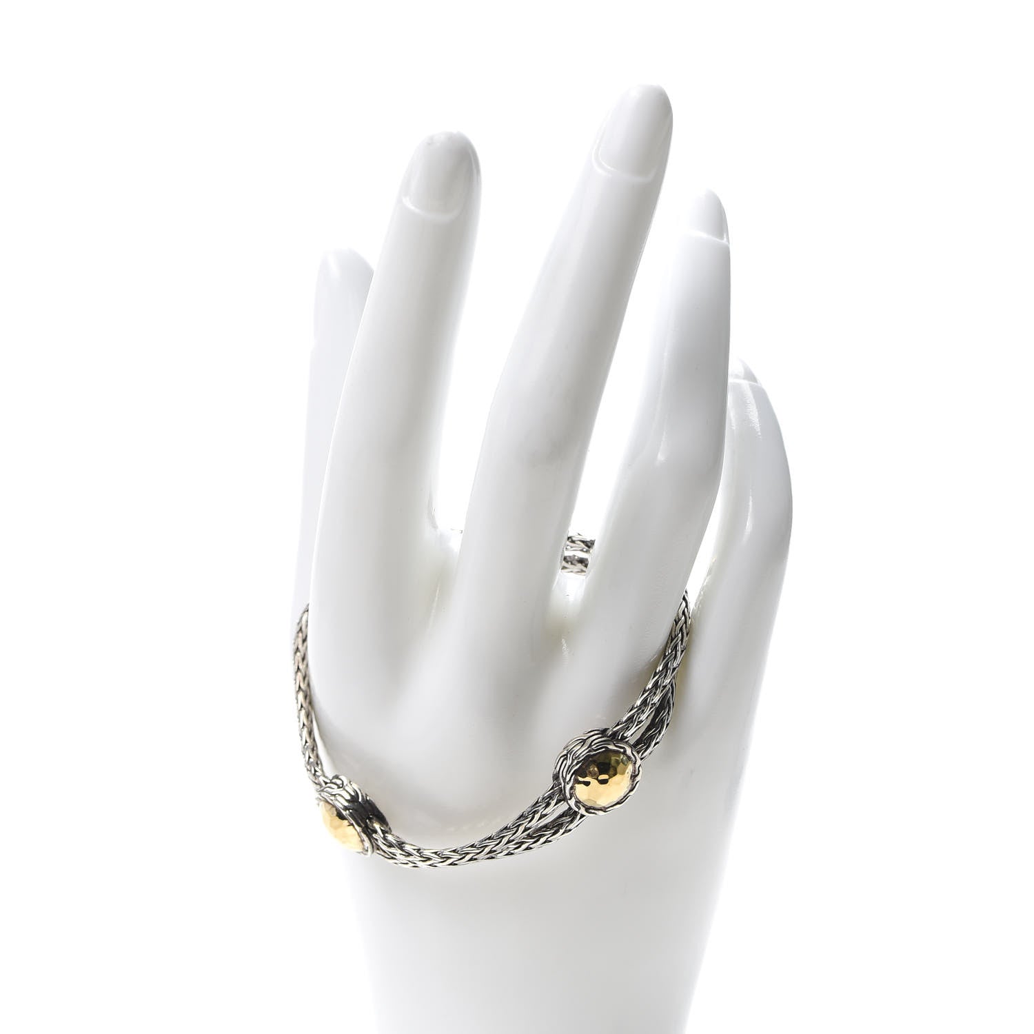 John Hardy Sterling Silver 22K Yellow Gold 12mm Palu Station Bracelet 2 of 5
