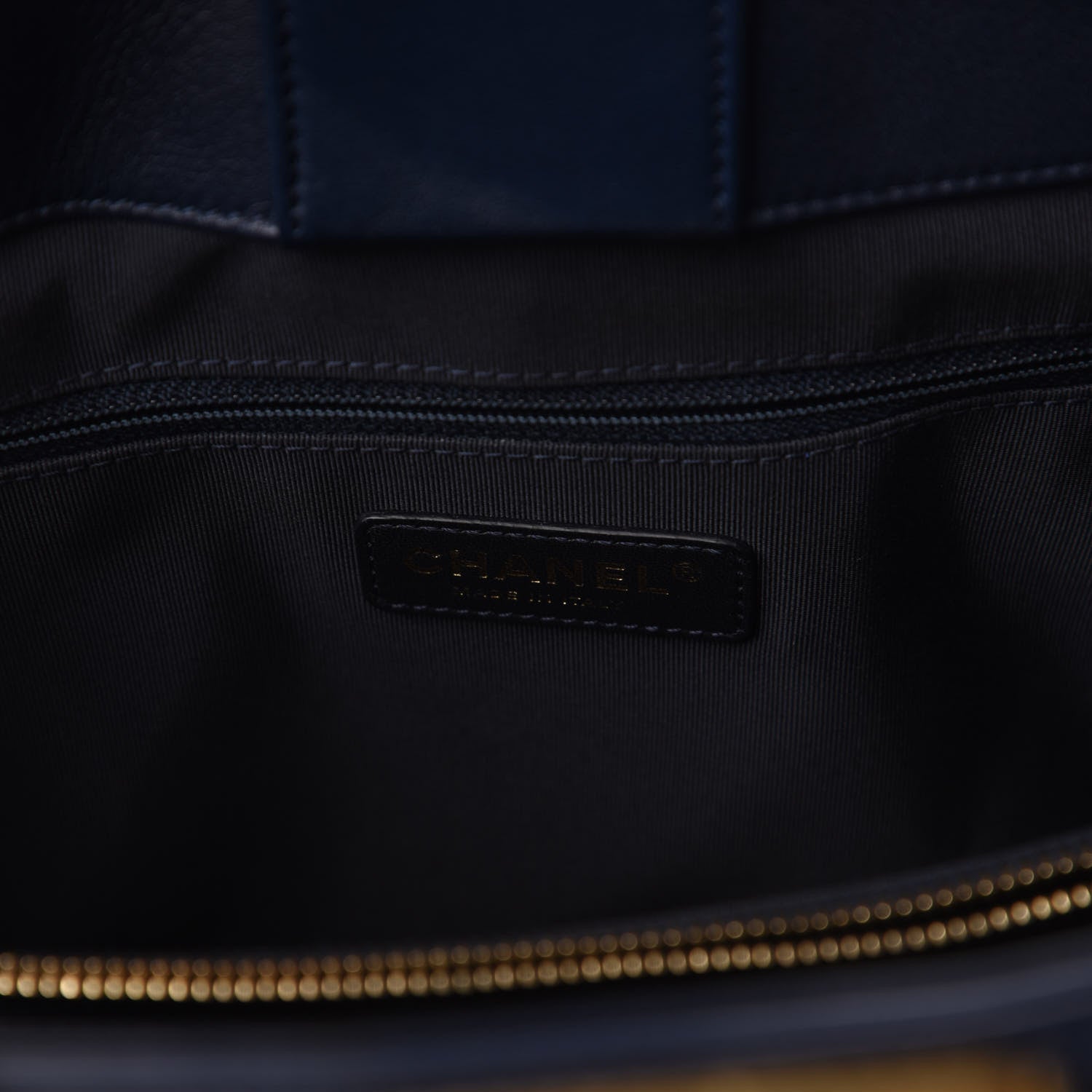 Chanel Calfskin Quilted Boy Shopping Tote Navy Blue 8 of 10