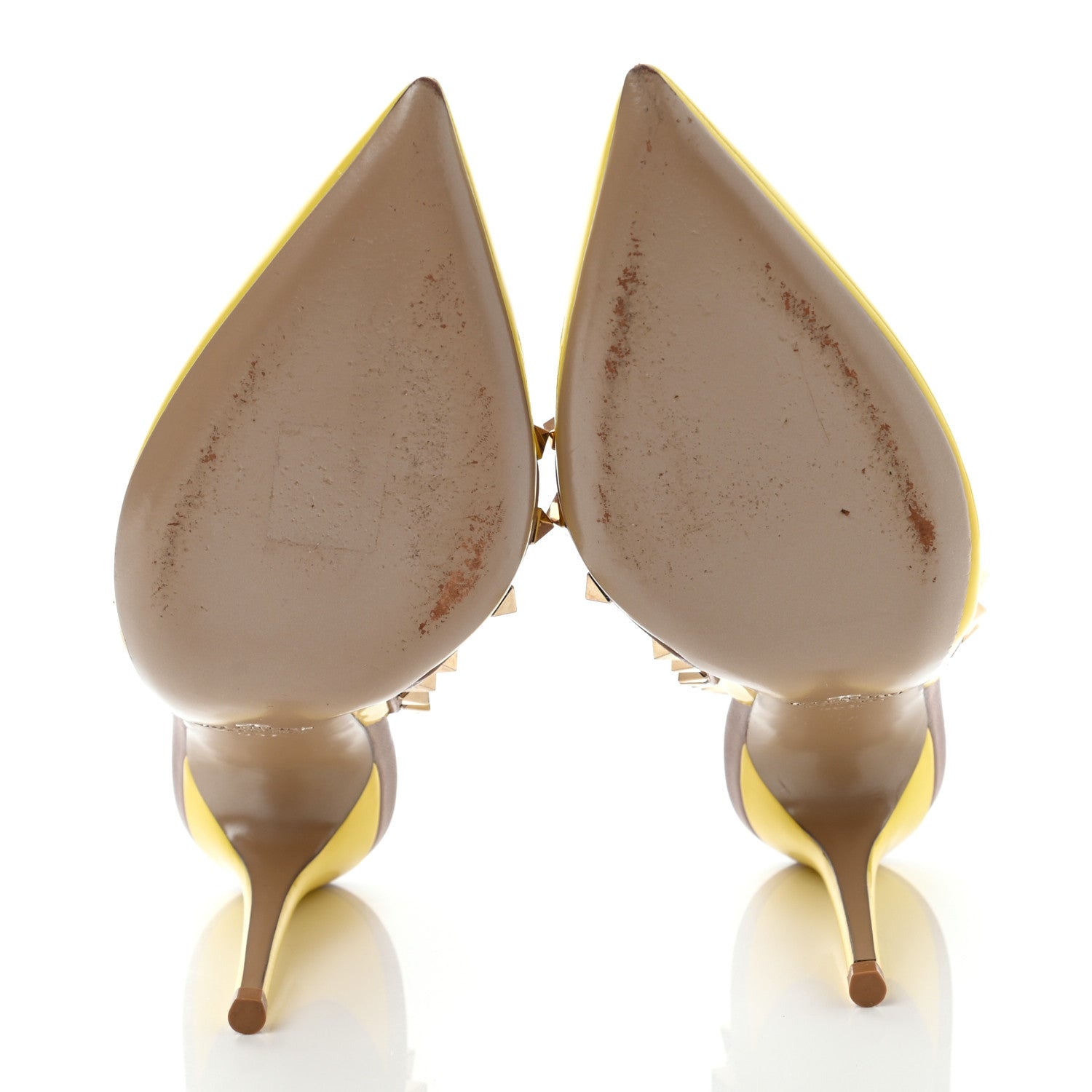 Valentino Garavani Patent Nappa Rockstud Ankle Strap 100mm Pumps 35.5 Naples Yellow Poudre 5 of 9