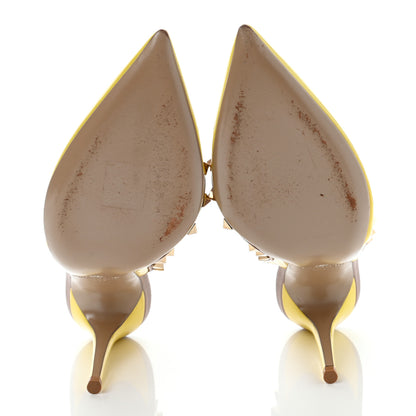 Valentino Garavani Patent Nappa Rockstud Ankle Strap 100mm Pumps 35.5 Naples Yellow Poudre 5 of 9