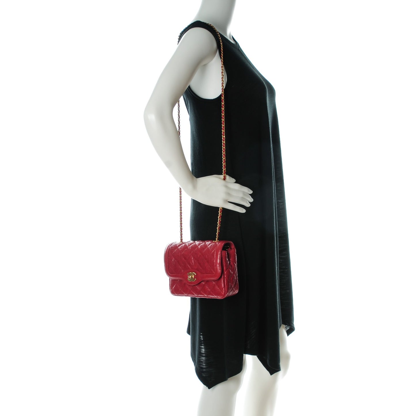 Caviar Quilted Mini Square Flap Red