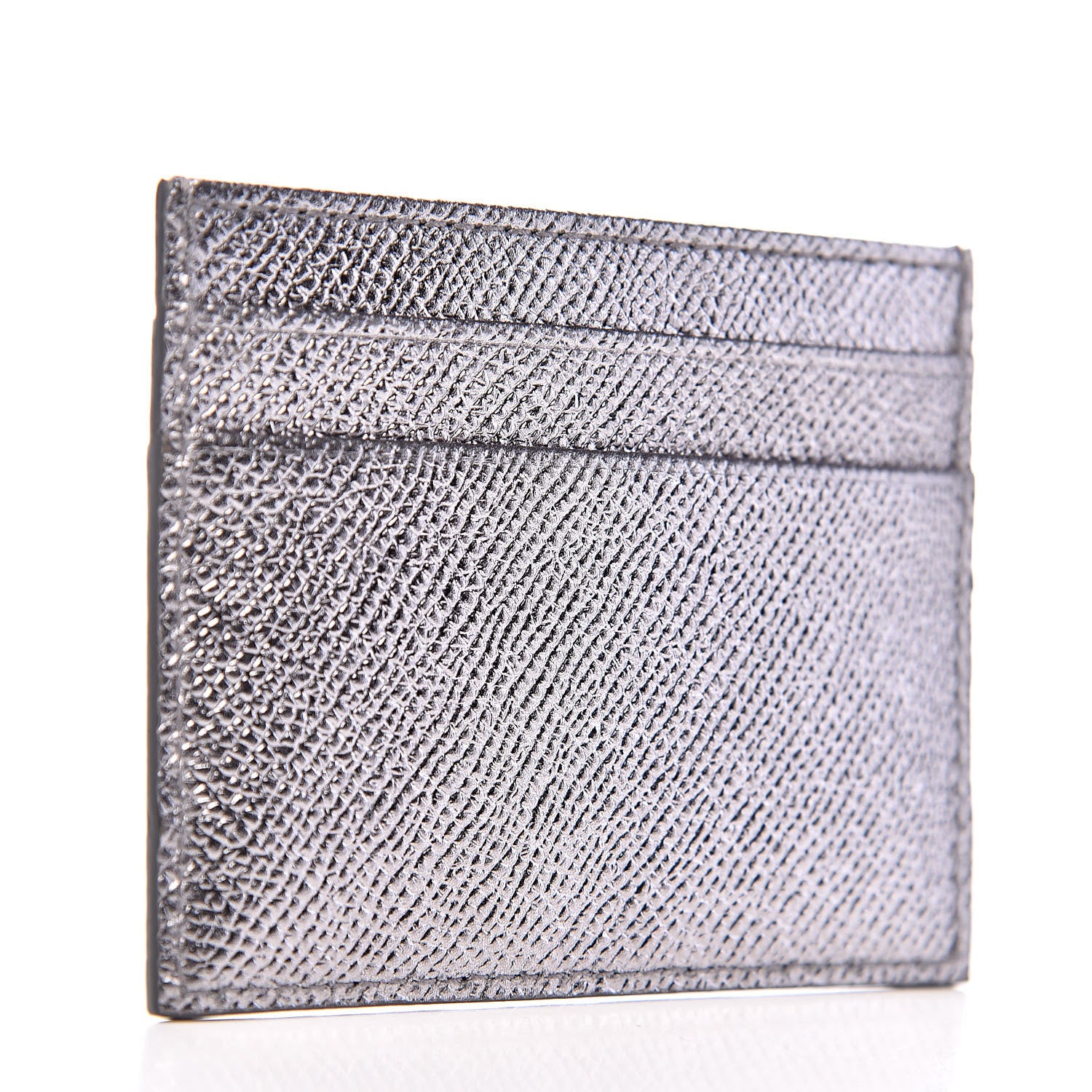 Dolce & Gabbana Metallic Dauphine Embellished Logo Zip Card Holder Argento 3 of 7