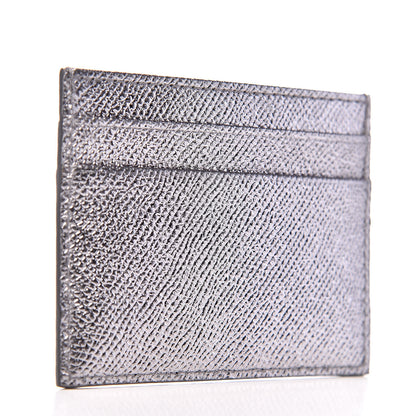 Dolce & Gabbana Metallic Dauphine Embellished Logo Zip Card Holder Argento 3 of 7