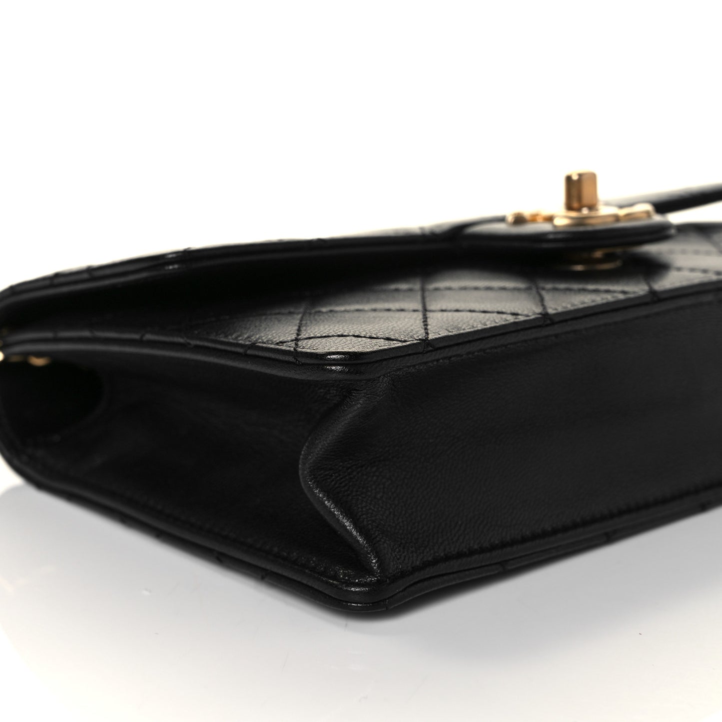 Lambskin Quilted Small Chic Pearls Flap Black