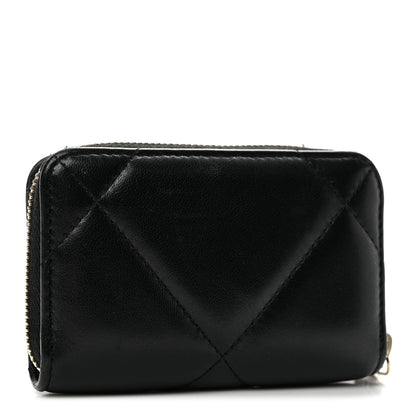 Chanel Lambskin Quilted Chanel 19 Zip Around Coin Purse Wallet Black 3 of 8