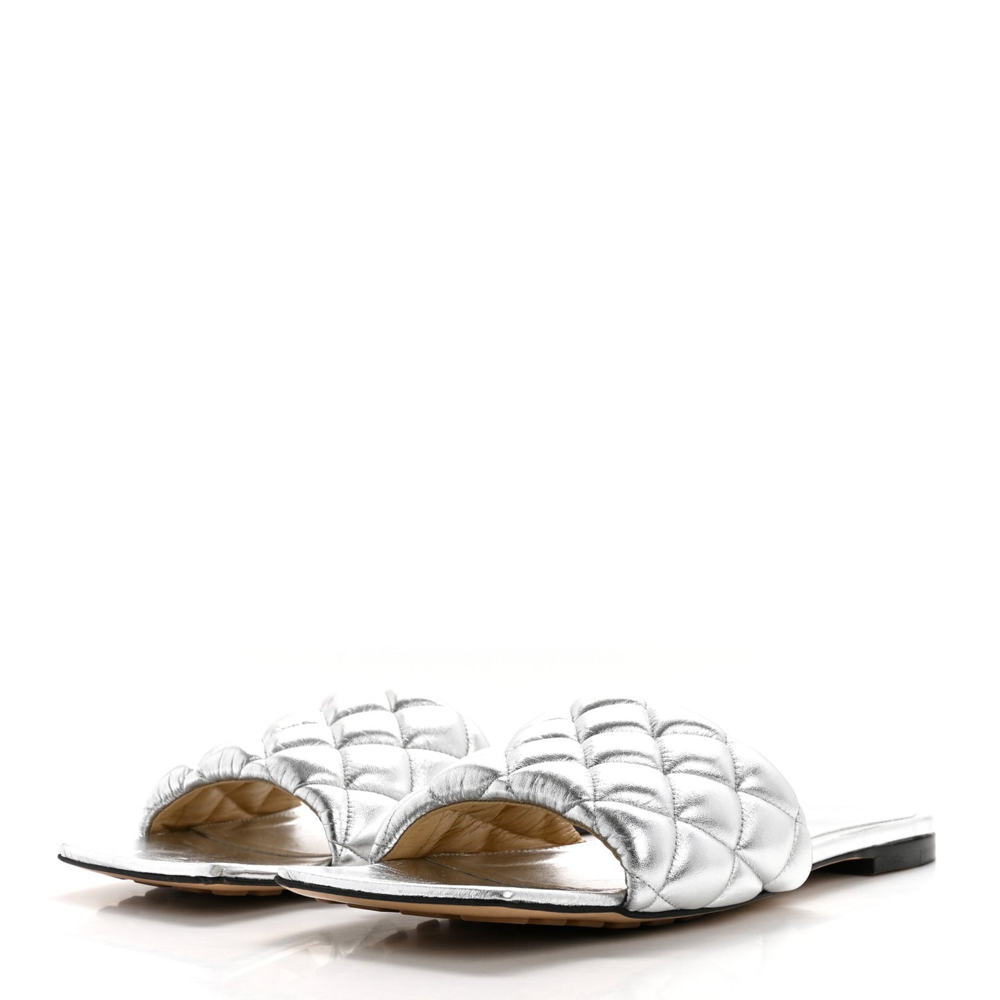 Reflection Matelasse Padded Flat Sandals 40 Silver