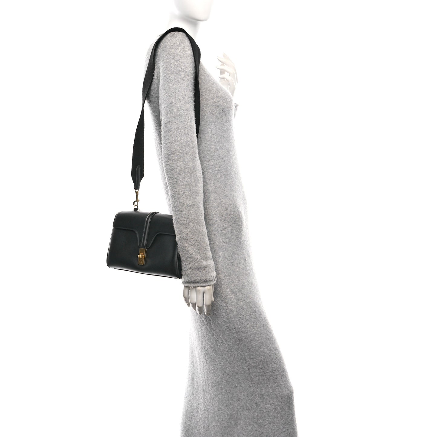Grained Calfskin Teen Soft 16 Shoulder Bag Black