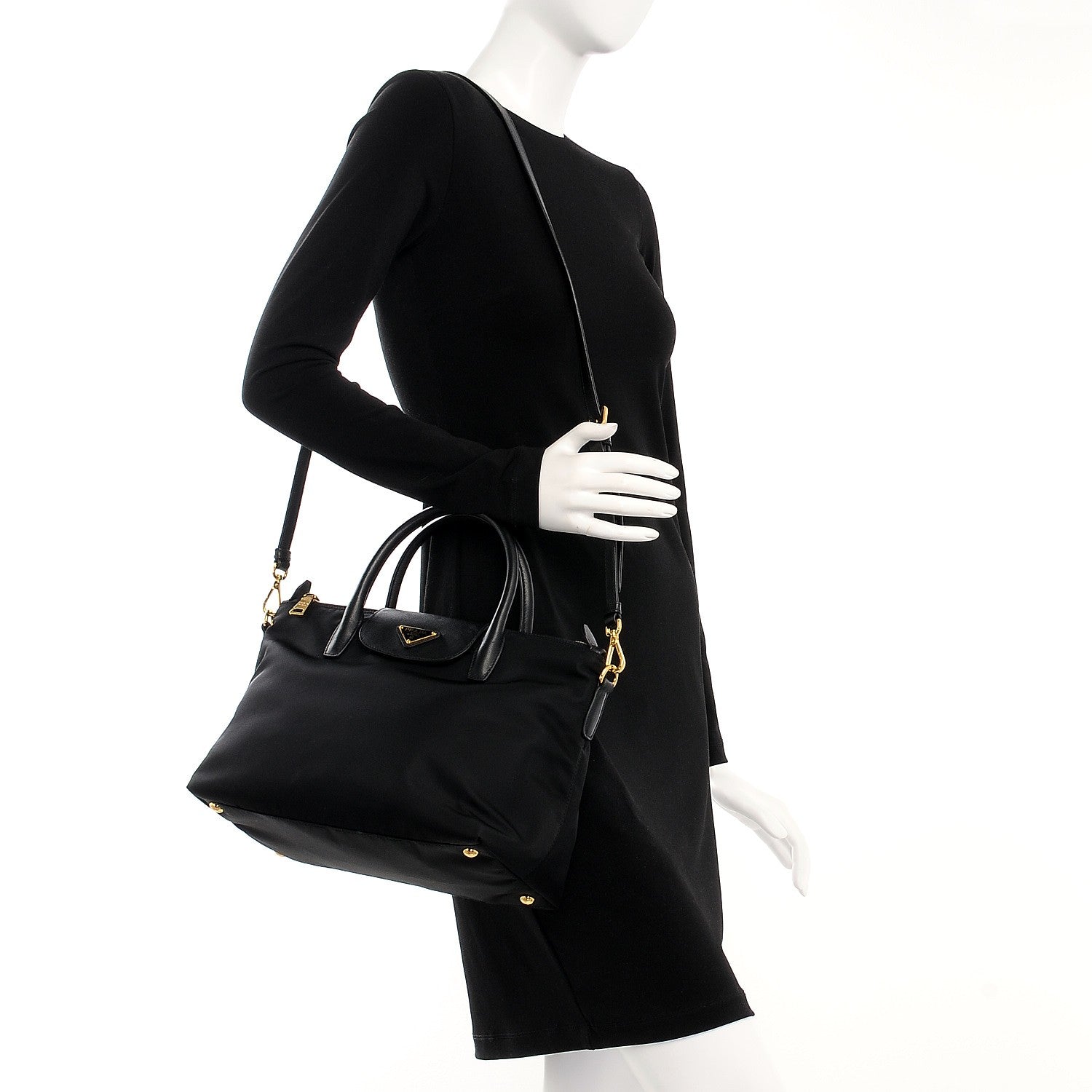 Prada Saffiano Tessuto Nylon Tote Nero Black 2 of 9
