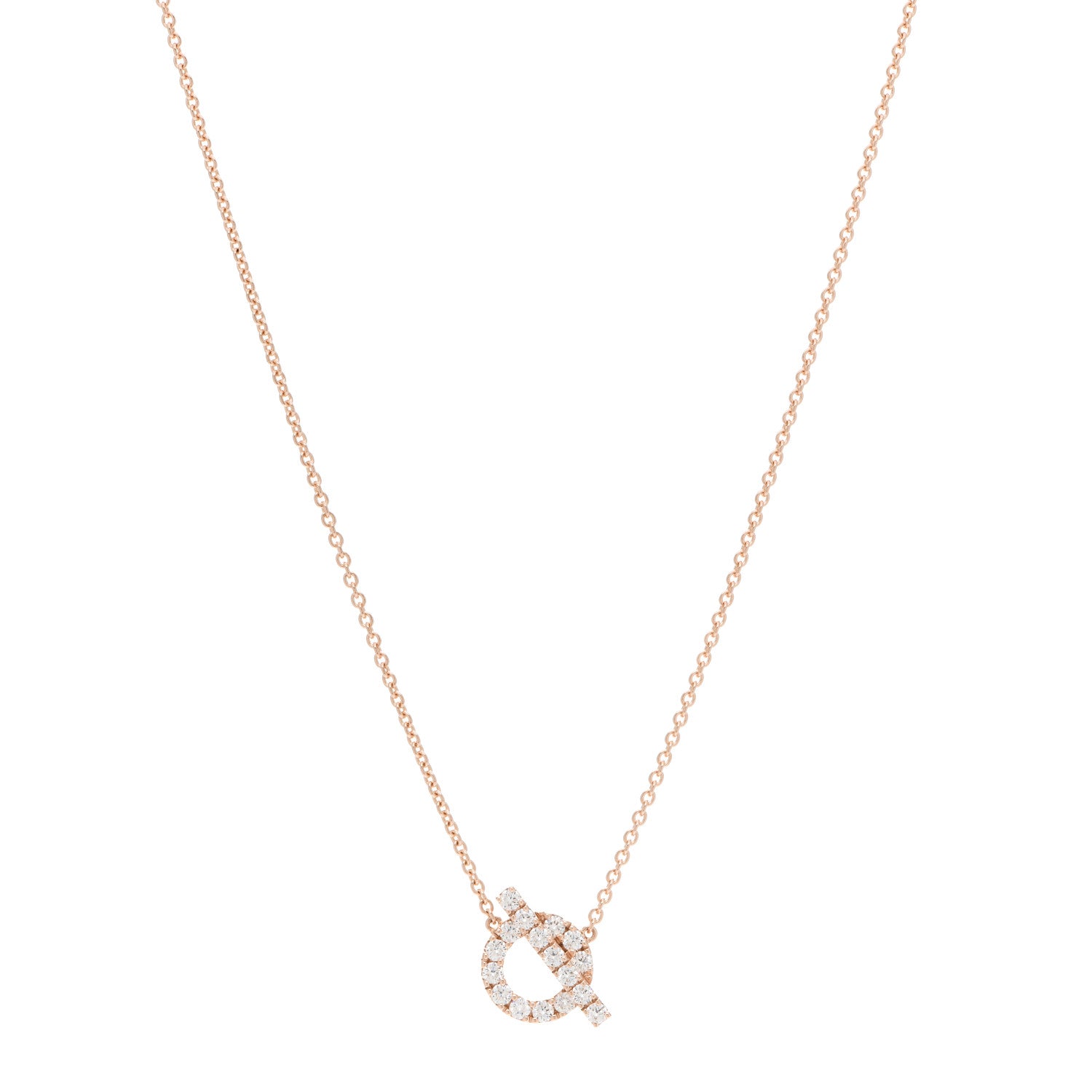 Hermes 18K Rose Gold Diamond Finesse Pendant Necklace 1 of 5