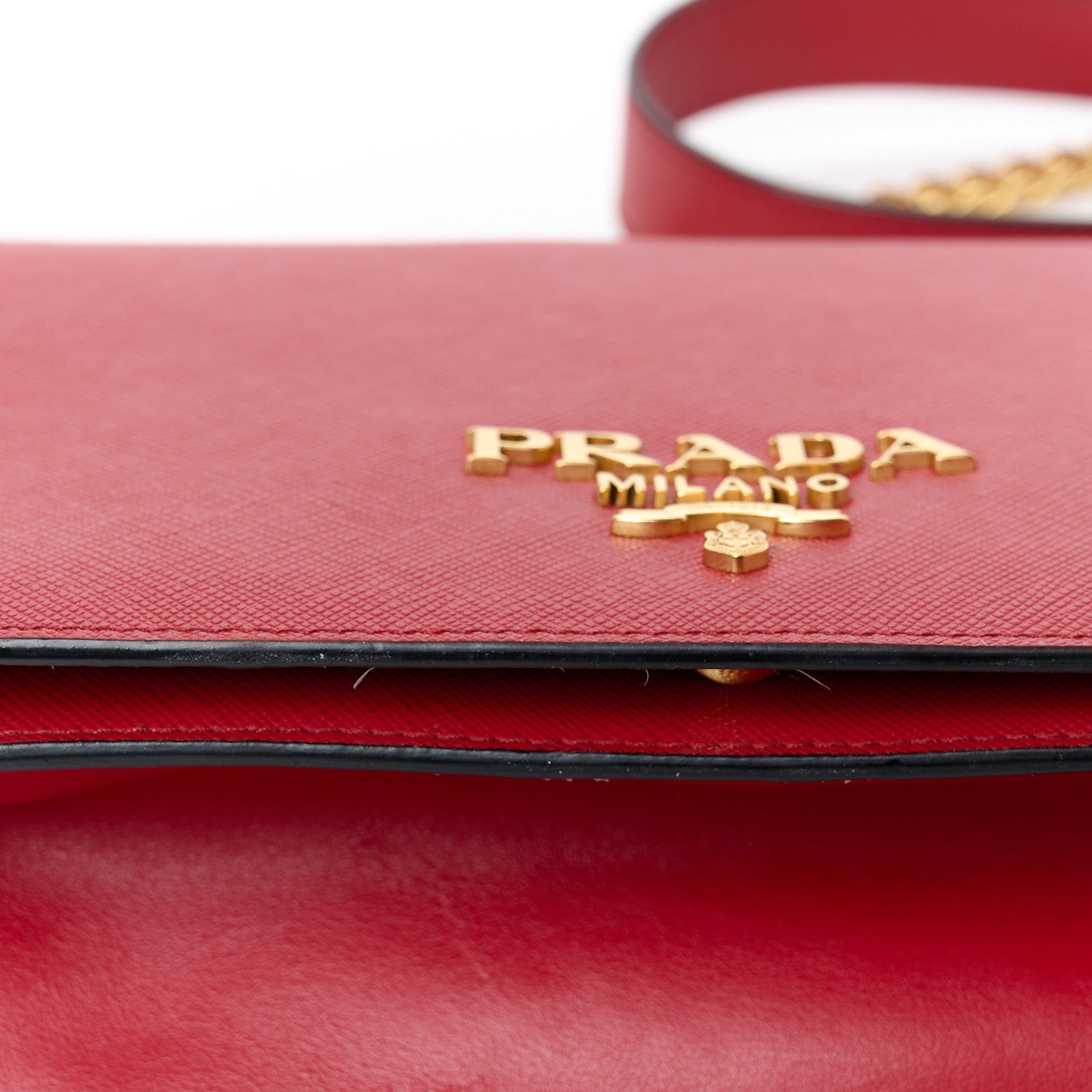 Prada Saffiano Chain Shoulder Bag Fuoco 11 of 11