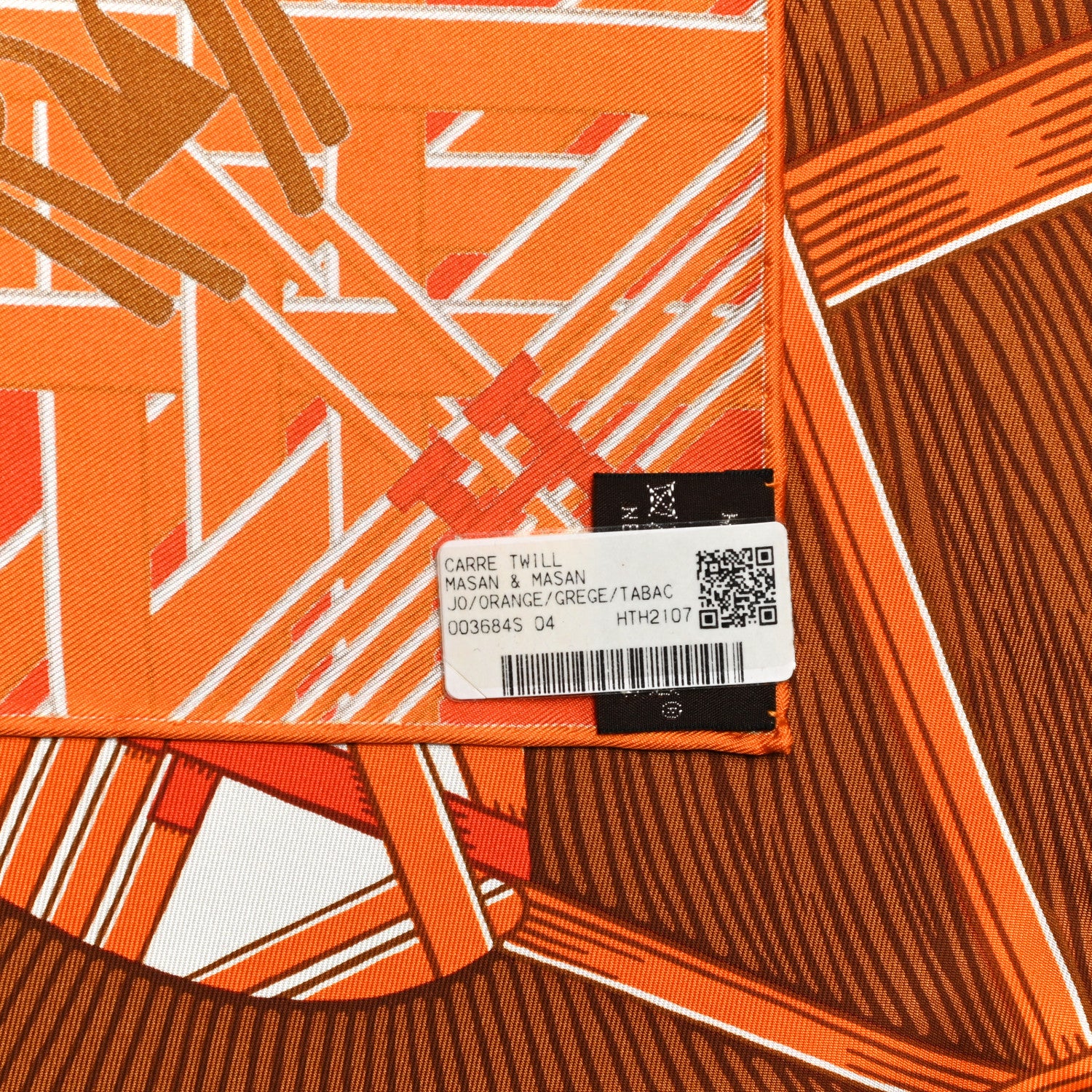 Hermes Silk Masan & Masan Scarf 90 Orange Grege Tabac 4 of 4