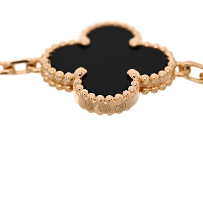 Van Cleef & Arpels 18K Yellow Gold Black Onyx 5 Motifs Vintage Alhambra Bracelet 4 of 5