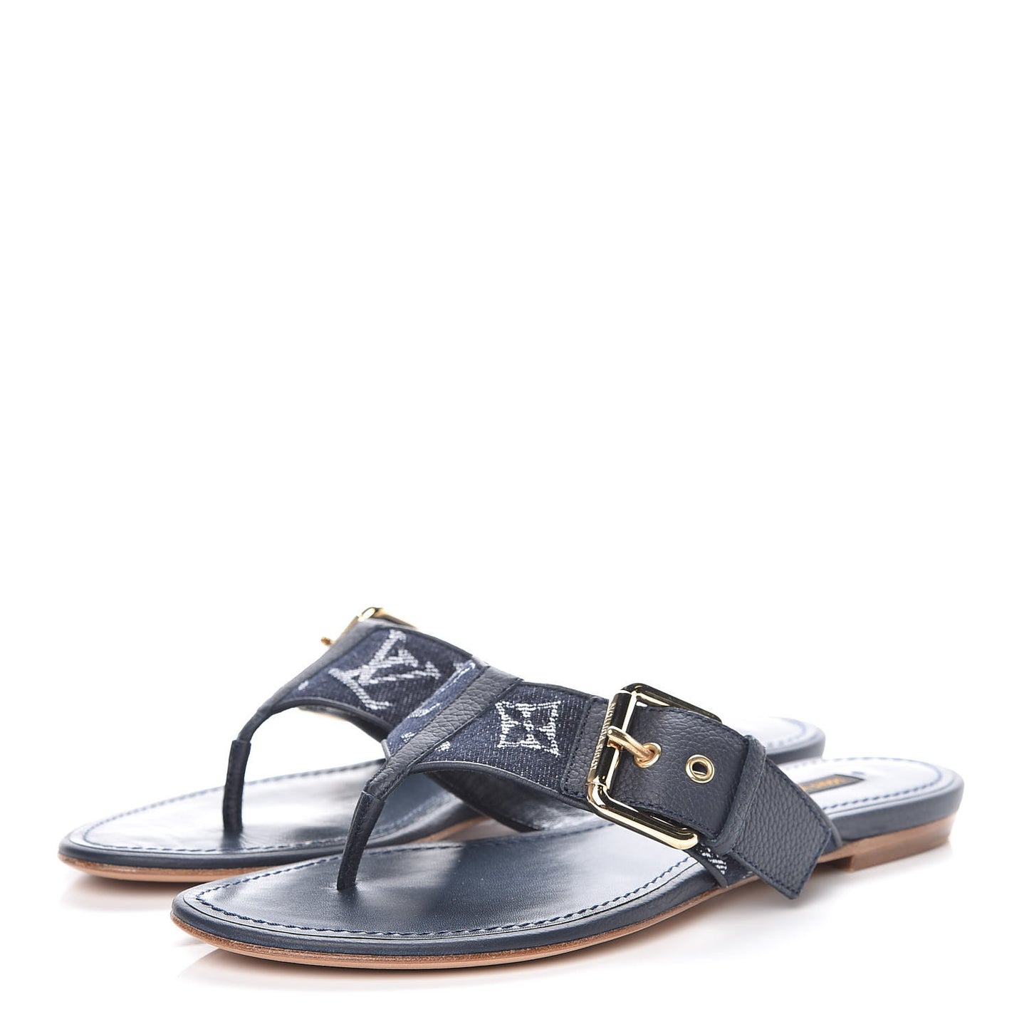 Denim Monogram Formentera Thong Sandals 37 Grand Blue