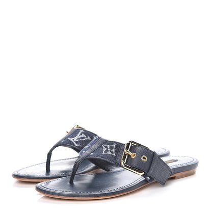 Louis Vuitton Denim Monogram Formentera Thong Sandals 37 Grand Blue 3 of 8