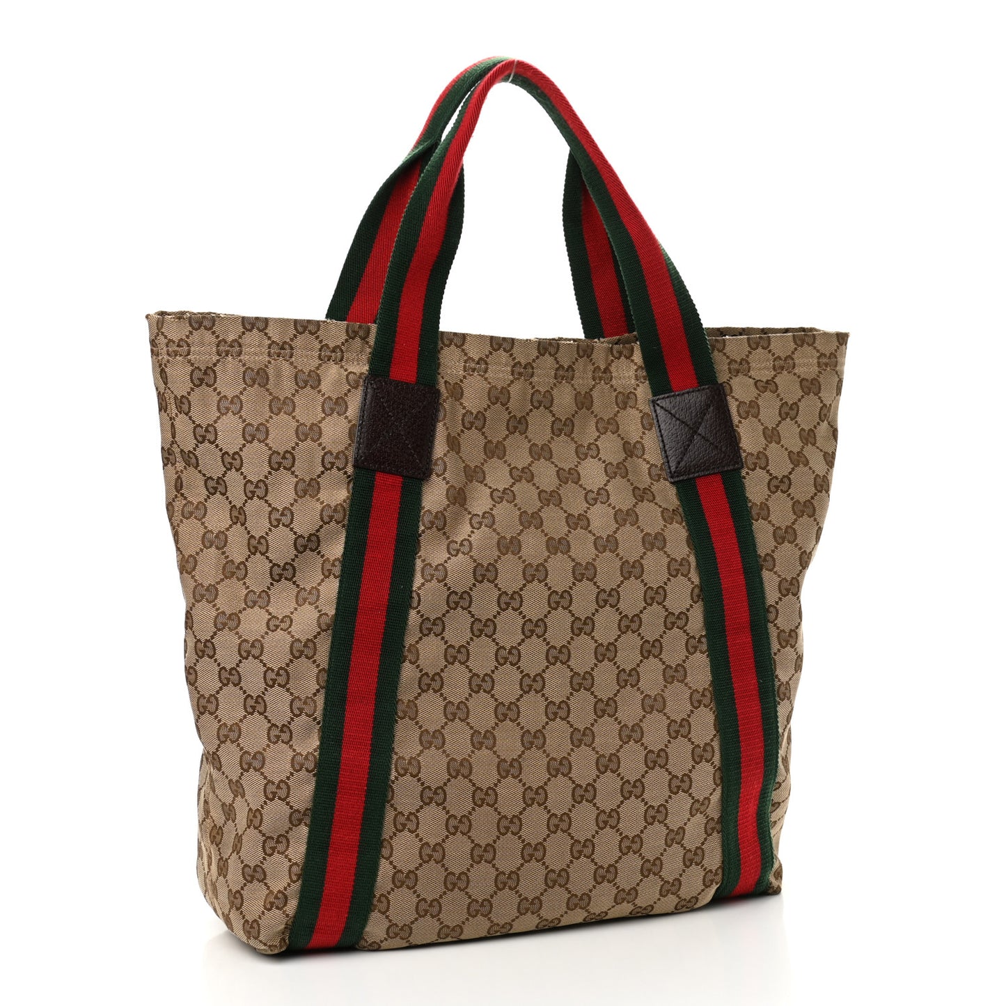 GG Monogram Medium Web Handle Vertical Tote Dark Brown