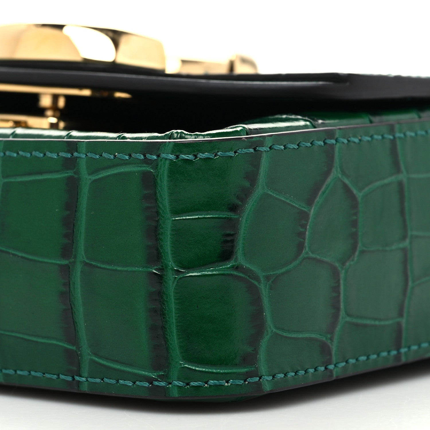 Chloe Calfskin Crocodile Embossed Mini C Double Carry Woodsy Green 10 of 10
