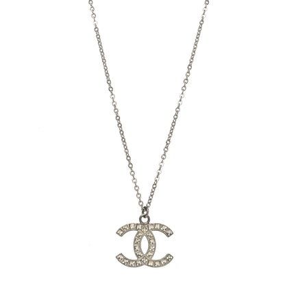 Chanel Baguette Crystal CC Necklace Silver 1 of 4