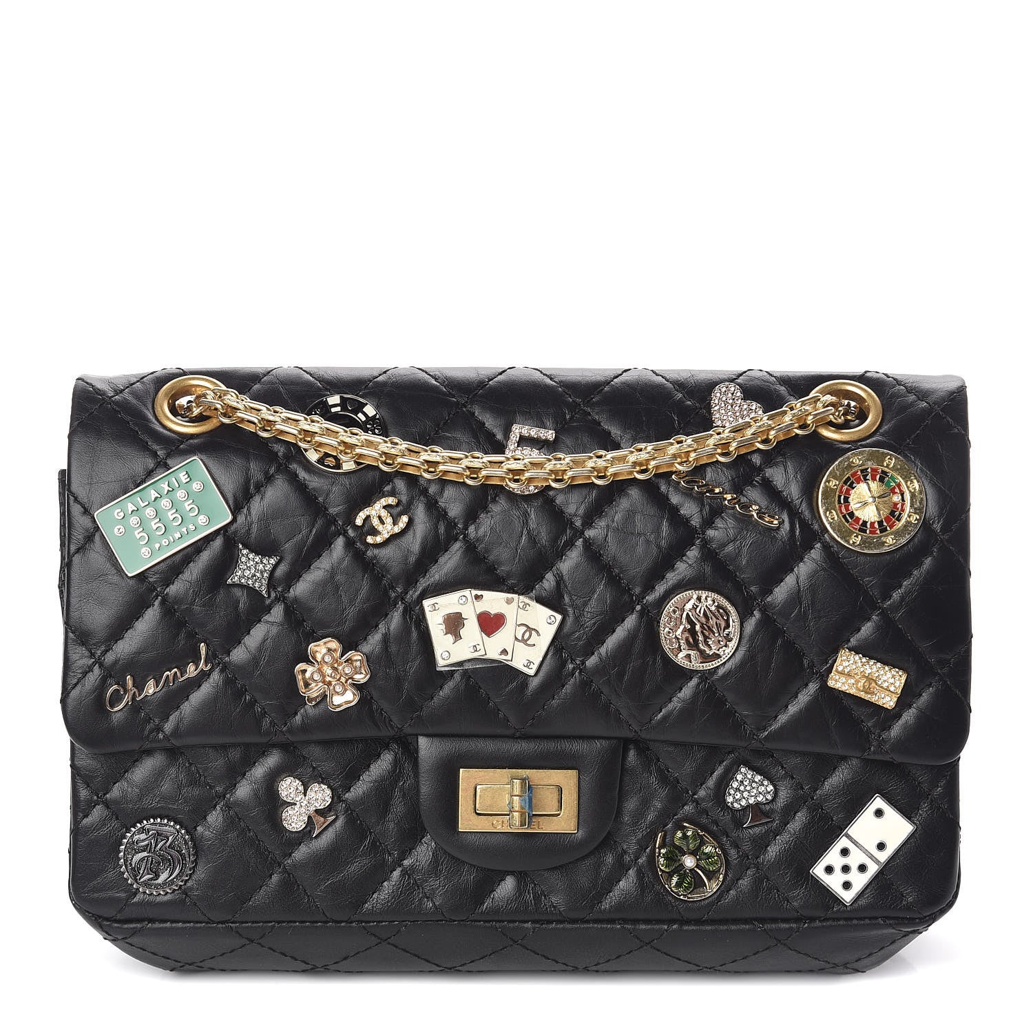 Chanel Aged Calfskin Quilted Casino 2.55 Reissue 225 Flap Black 1 of 10