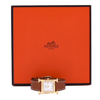 Hermes Stainless Steel Epsom 21mm Heure H Hour Quartz Watch Gold 3 of 5