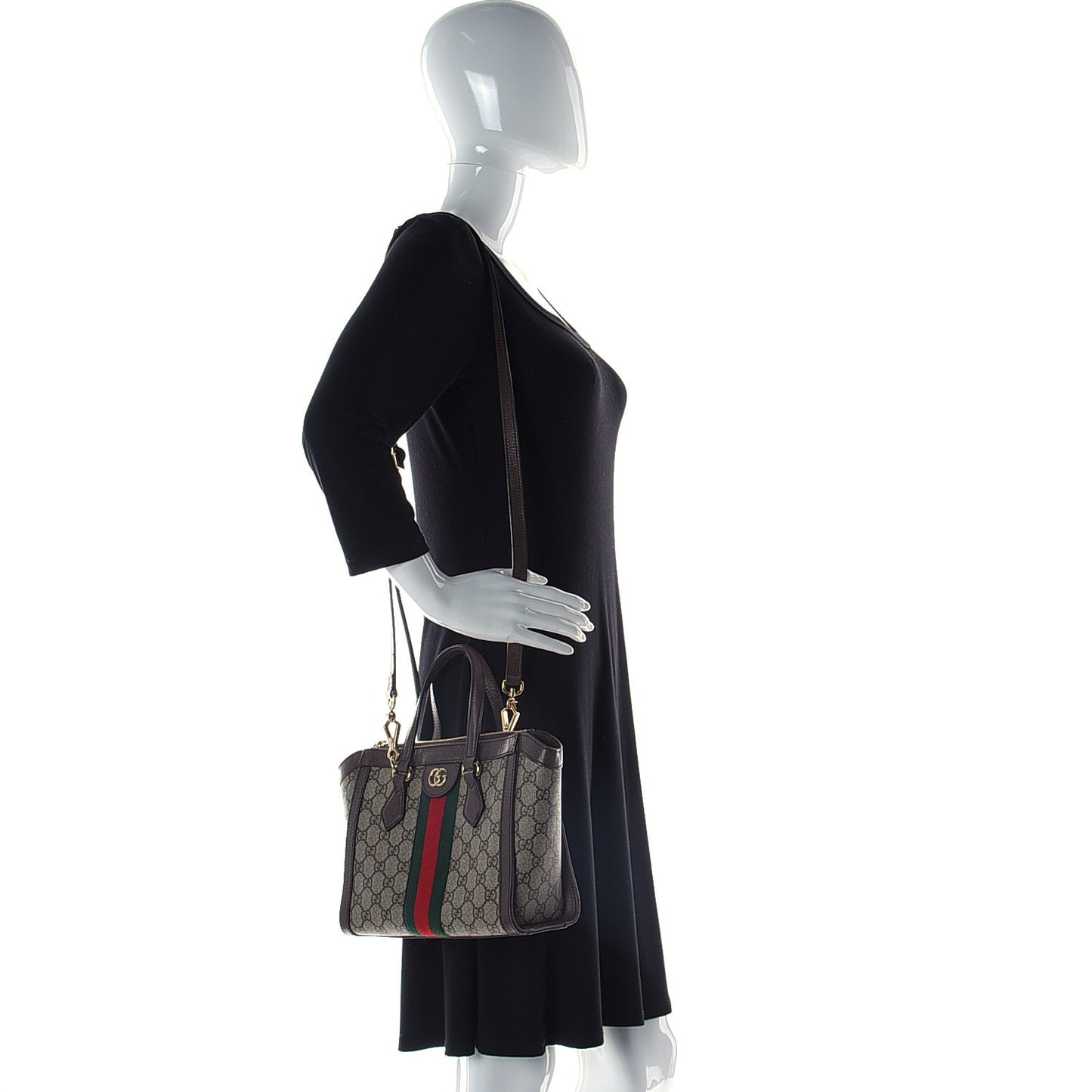 GG Supreme Monogram Small Ophidia Tote Bag Brown