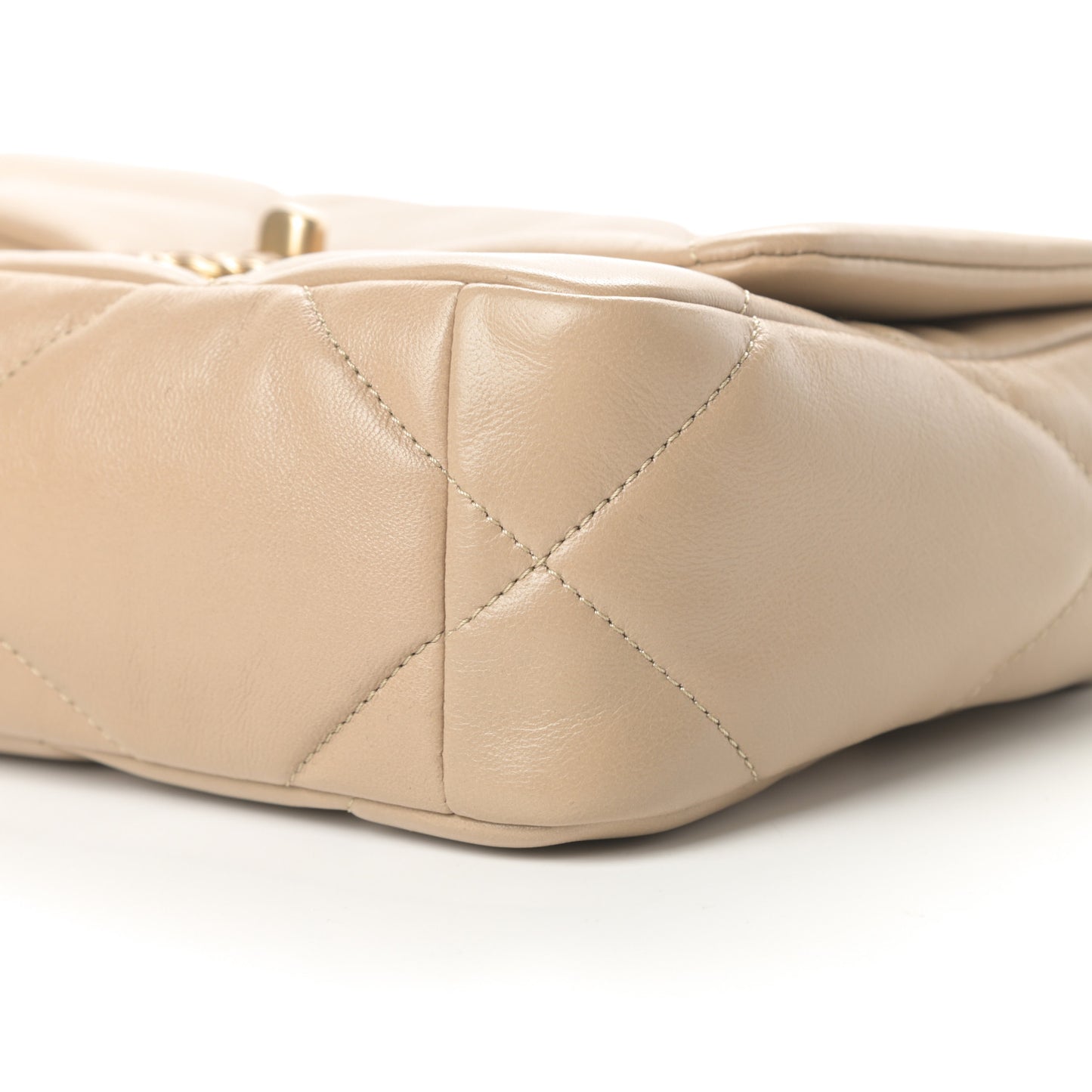 Lambskin Quilted Medium Chanel 19 Flap Dark Beige