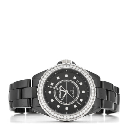 Chanel Stainless Steel Ceramic Diamond Bezel 38mm J12 Automatic Watch Black 2 of 5