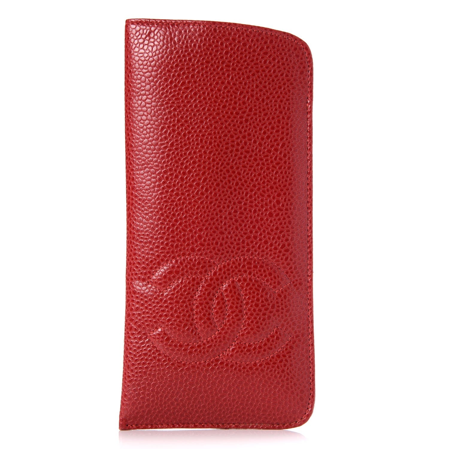 Chanel Caviar CC Eyeglasses Case Red 1 of 8