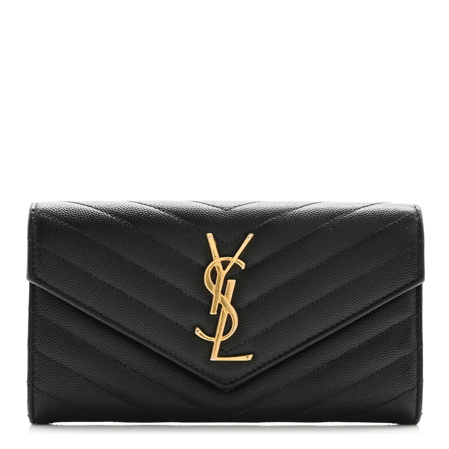 Grain De Poudre Matelasse Chevron Monogram Flap Wallet Black