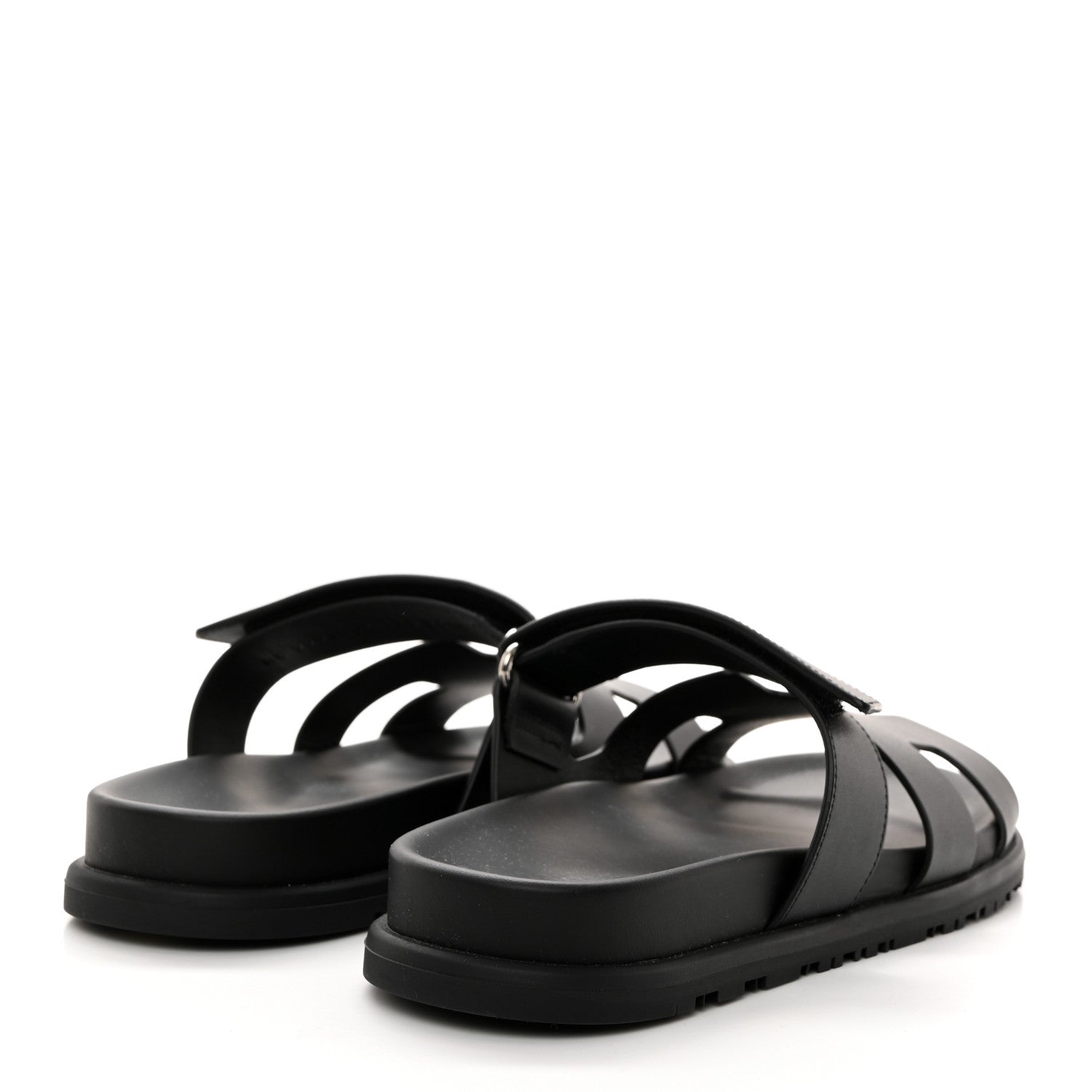 Hermes Calfskin Womens Chypre Sandals 37.5 Black 4 of 9