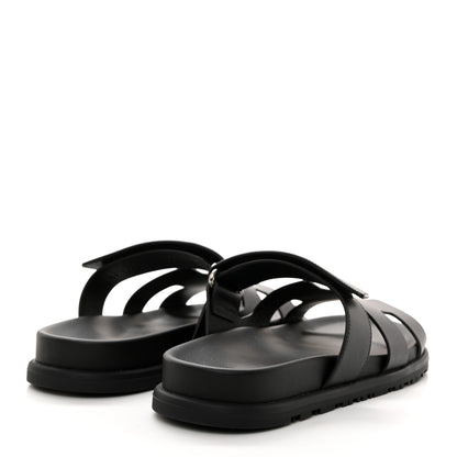 Hermes Calfskin Womens Chypre Sandals 37.5 Black 4 of 9