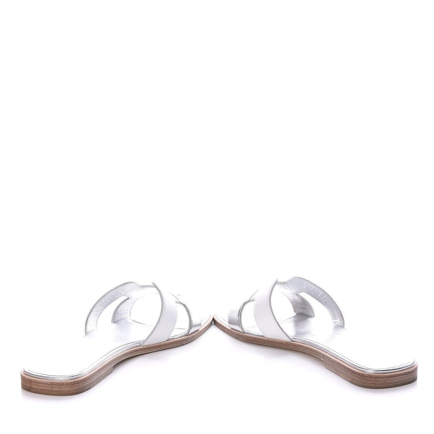 Metallic Nappa Box Oran Sandals 37.5 White Gris Argente