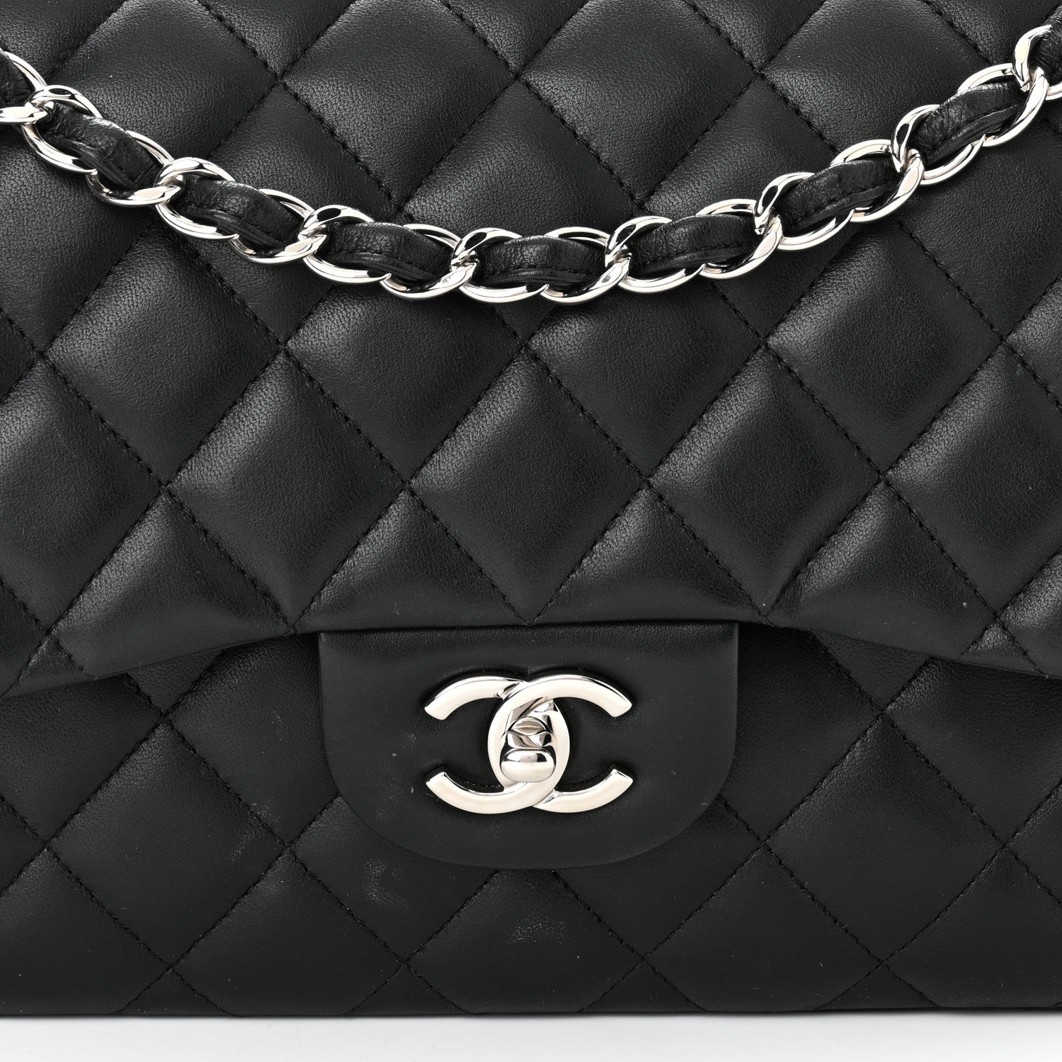 Chanel Lambskin Quilted Jumbo Double Flap Black 8 of 12
