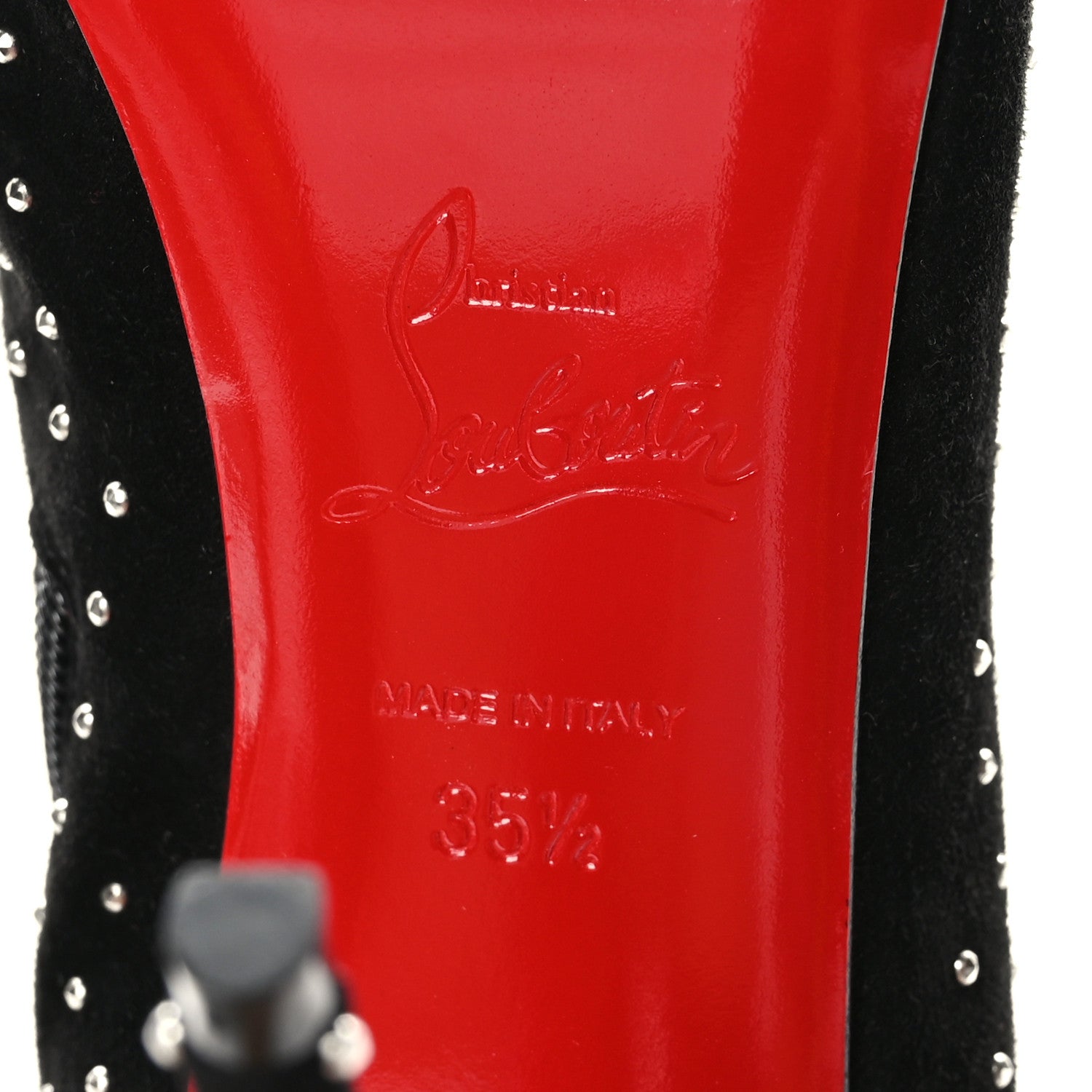 Christian Louboutin Suede Studded Alta Botta 100 Knee High Boots 35.5 Black Silver 6 of 8