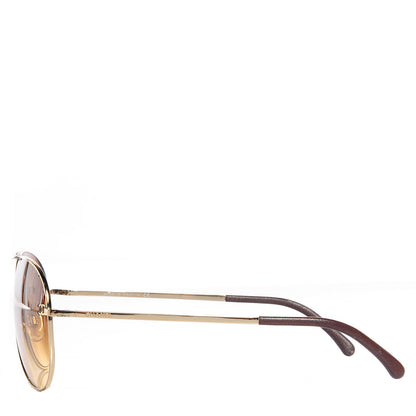 Chanel Lambskin CC Aviator Sunglasses 4189-T-Q Gold 2 of 10