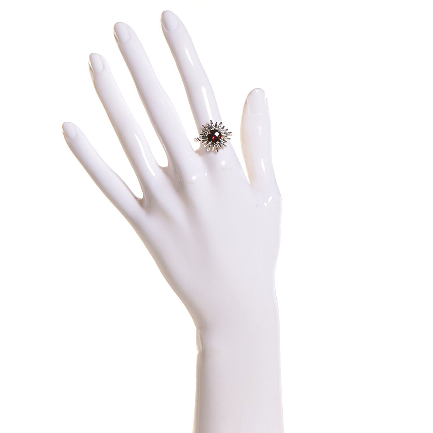 David Yurman Sterling Silver Garnet Starburst Ring 7.5 2 of 5