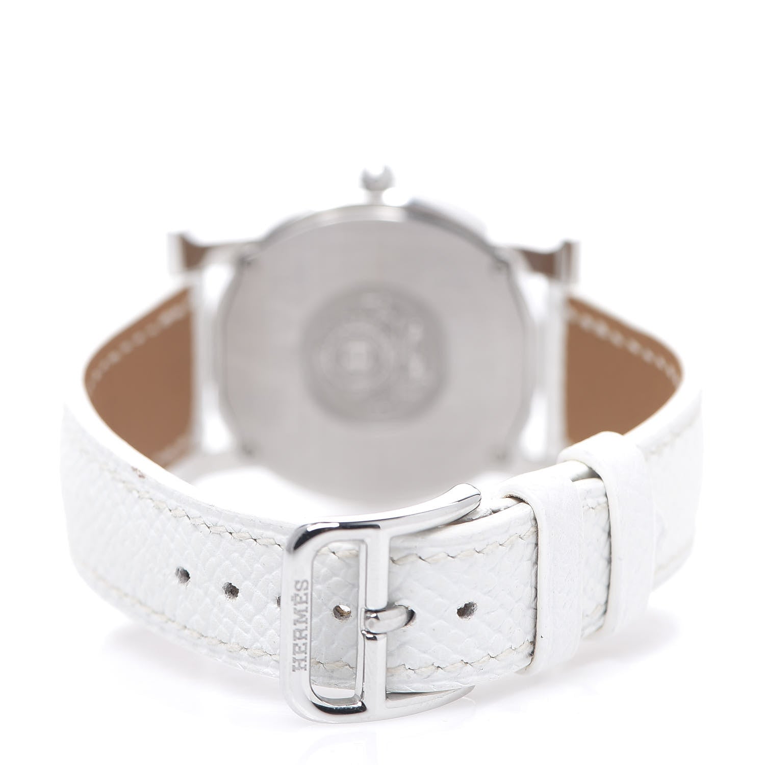 Hermes Stainless Steel Epsom Diamond Mother of Pearl 31mm H Ronde Quartz Watch Blanc 3 of 7